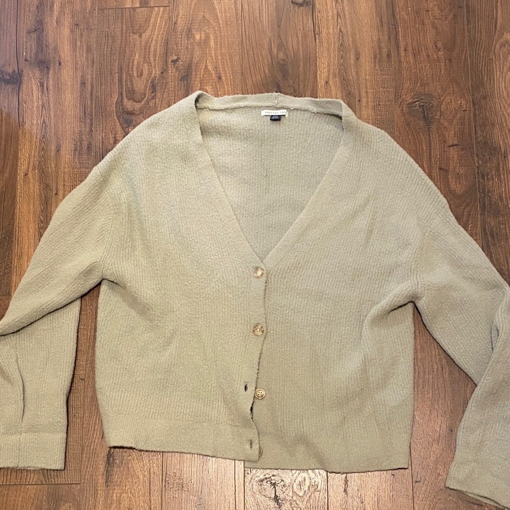 American Eagle Outfitters Light Sage Green Cardigan Sweater